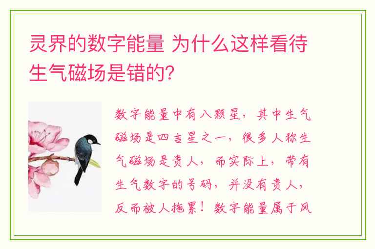 灵界的数字能量 为什么这样看待生气磁场是错的？