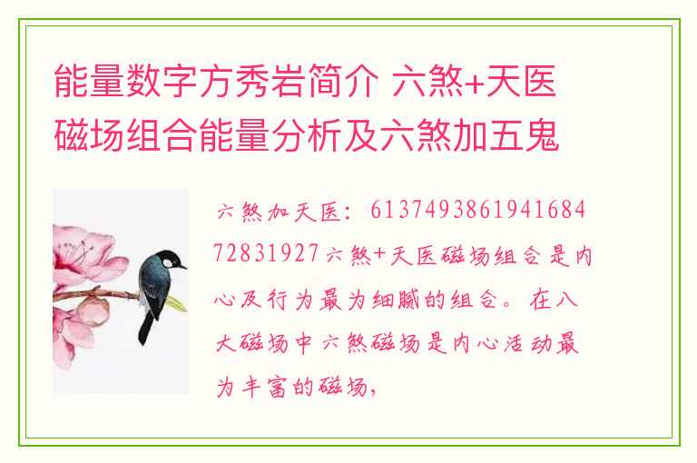 能量数字方秀岩简介 六煞+天医磁场组合能量分析及六煞加五鬼磁场组合能量分析