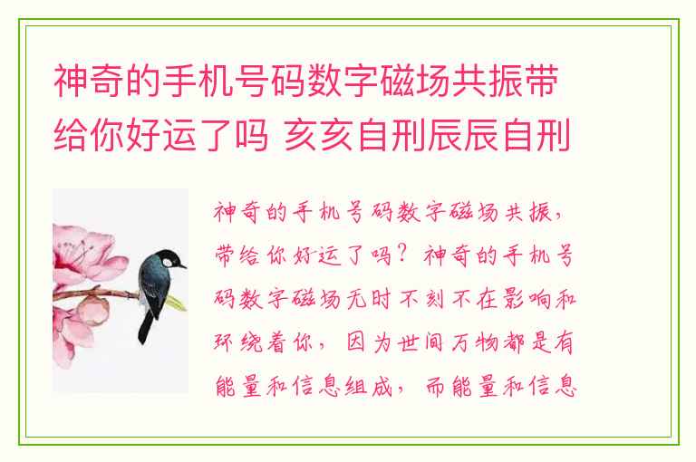 神奇的手机号码数字磁场共振带给你好运了吗 亥亥自刑辰辰自刑自刑是什么意思