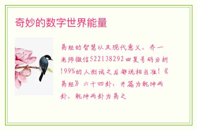 奇妙的数字世界能量