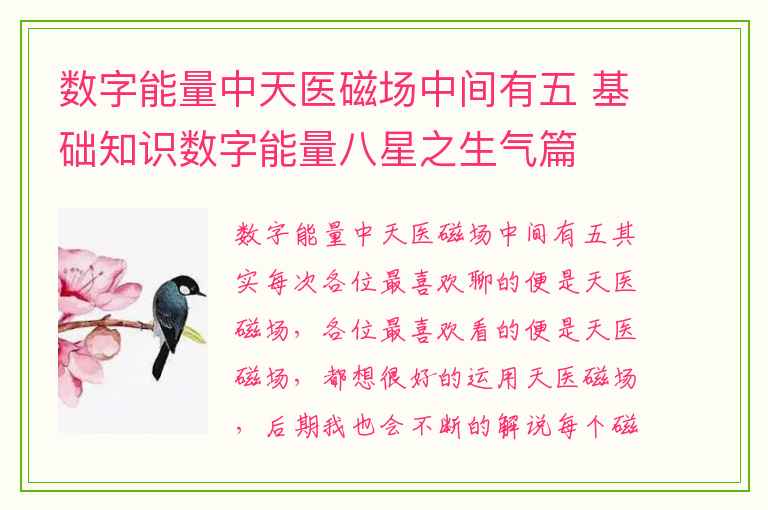 数字能量中天医磁场中间有五 基础知识数字能量八星之生气篇