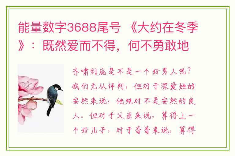 能量数字3688尾号 《大约在冬季》：既然爱而不得，何不勇敢地选择放弃