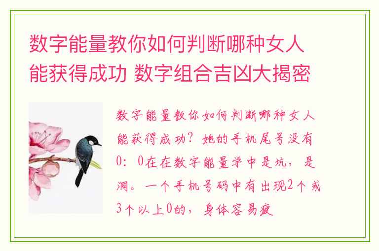 数字能量教你如何判断哪种女人能获得成功 数字组合吉凶大揭密