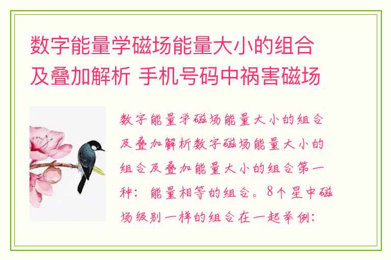 数字能量学磁场能量大小的组合及叠加解析 手机号码中祸害磁场是否成为你成功的阻碍