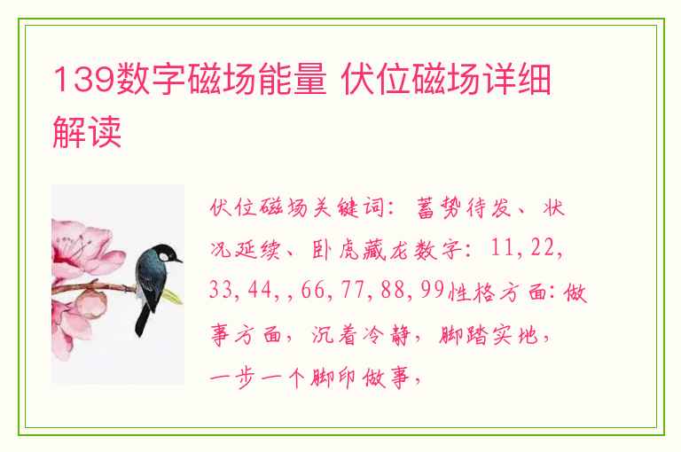 139数字磁场能量 伏位磁场详细解读