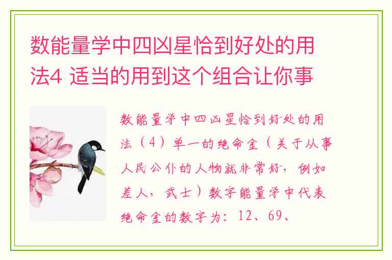 数能量学中四凶星恰到好处的用法4 适当的用到这个组合让你事半功倍你知道吗