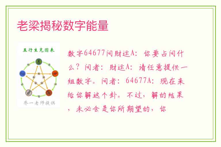 老梁揭秘数字能量