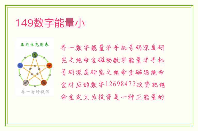 149数字能量小