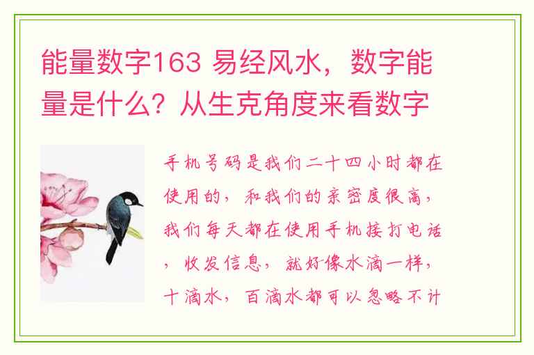 能量数字163 易经风水，数字能量是什么？从生克角度来看数字能量