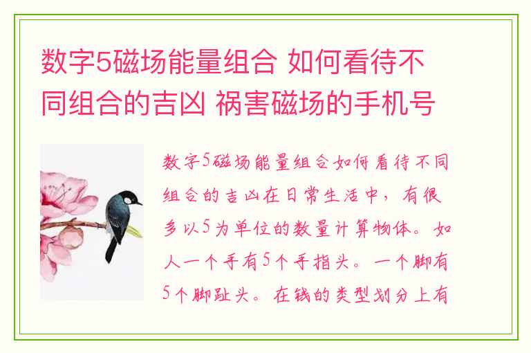 数字5磁场能量组合 如何看待不同组合的吉凶 祸害磁场的手机号码案例分析