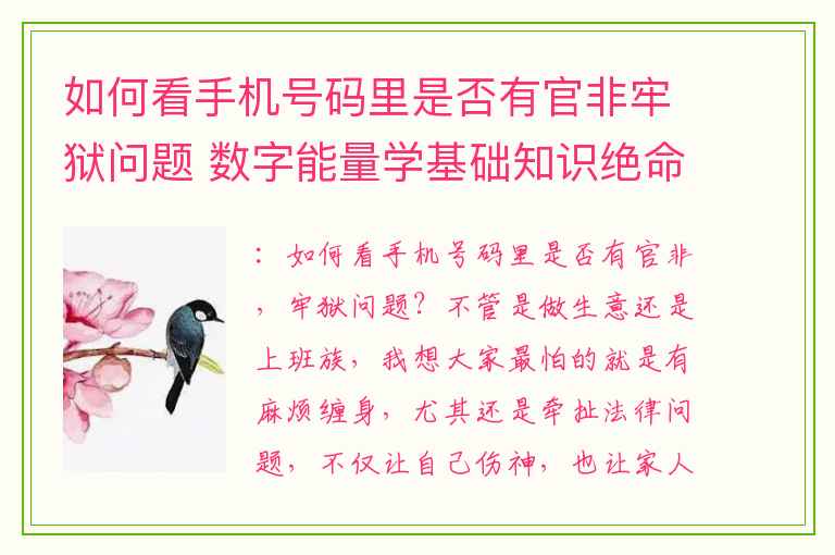 如何看手机号码里是否有官非牢狱问题 数字能量学基础知识绝命磁场对我们有什么影响