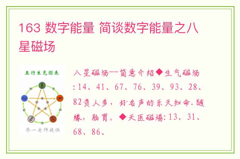 163 数字能量 简谈数字能量之八星磁场