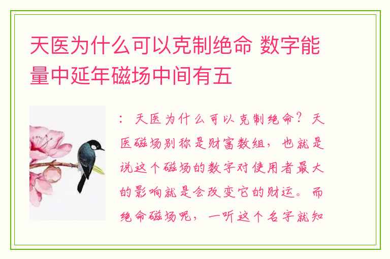 天医为什么可以克制绝命 数字能量中延年磁场中间有五