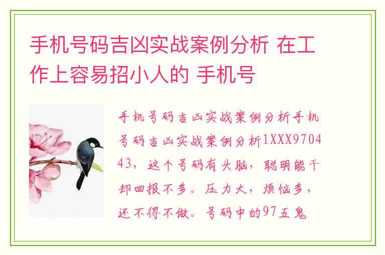 手机号码吉凶实战案例分析 在工作上容易招小人的 手机号