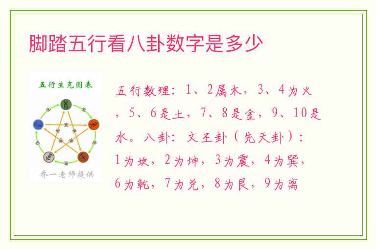 脚踏五行看八卦数字是多少