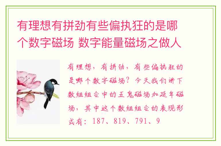 有理想有拼劲有些偏执狂的是哪个数字磁场 数字能量磁场之做人很现实内心脆弱的手机号有哪些呢