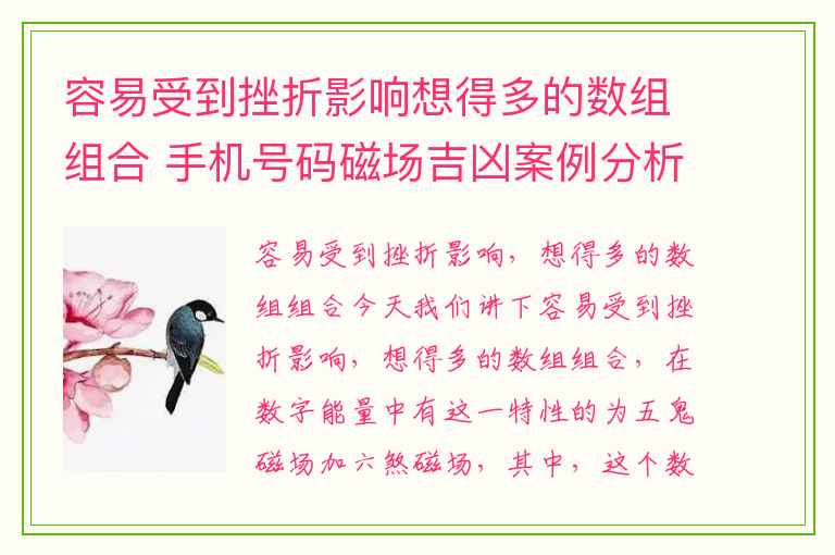 容易受到挫折影响想得多的数组组合 手机号码磁场吉凶案例分析