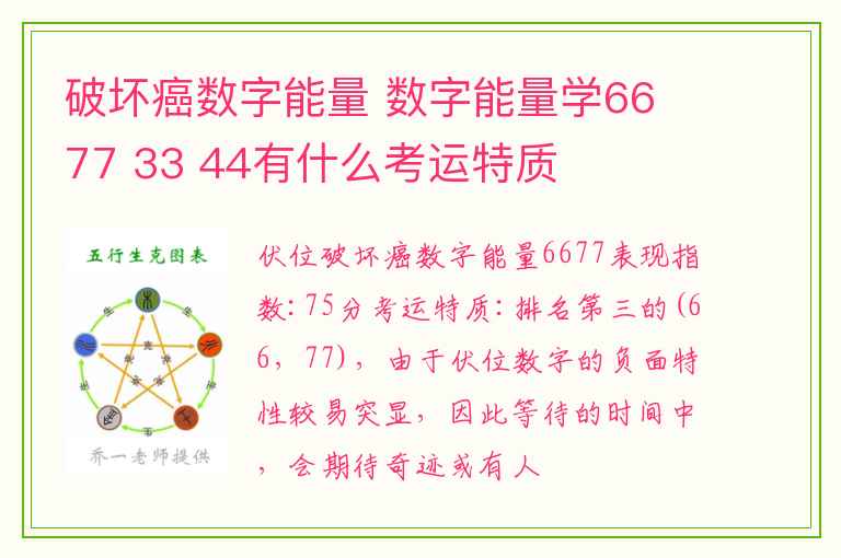 破坏癌数字能量 数字能量学66 77 33 44有什么考运特质