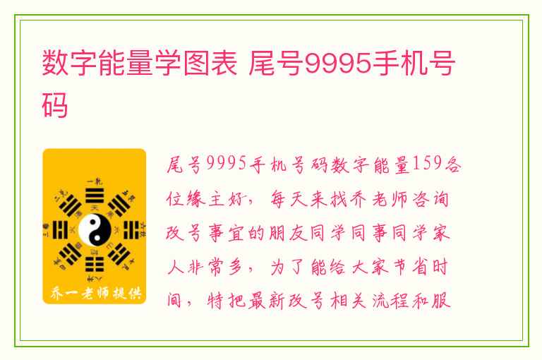 数字能量学图表 尾号9995手机号码