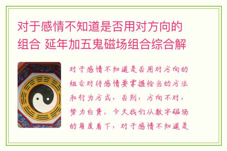 对于感情不知道是否用对方向的组合 延年加五鬼磁场组合综合解析
