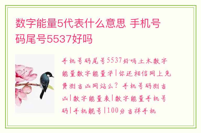 数字能量5代表什么意思 手机号码尾号5537好吗