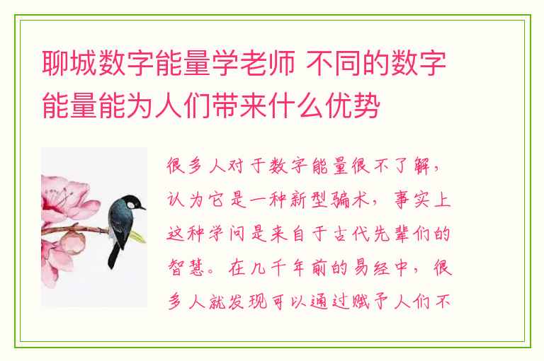 聊城数字能量学老师 不同的数字能量能为人们带来什么优势