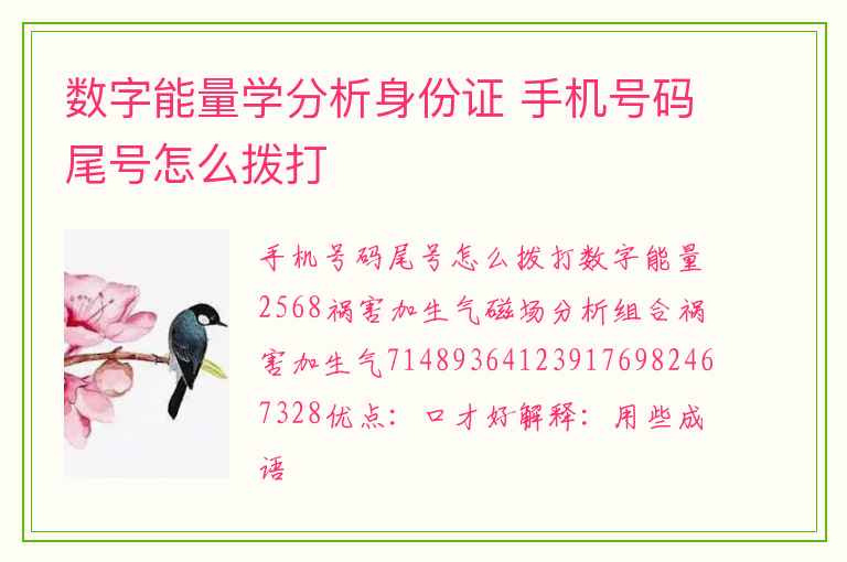 数字能量学分析身份证 手机号码尾号怎么拨打