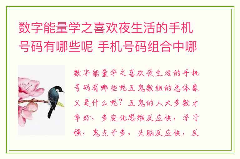 数字能量学之喜欢夜生活的手机号码有哪些呢 手机号码组合中哪些陷阱你要小心