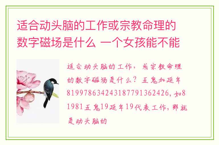 适合动头脑的工作或宗教命理的数字磁场是什么 一个女孩能不能嫁好就看这点了