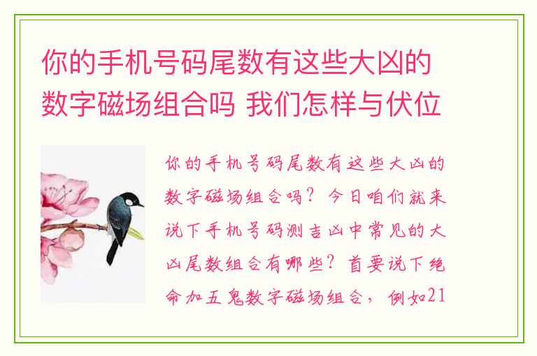 你的手机号码尾数有这些大凶的数字磁场组合吗 我们怎样与伏位磁场的人相处