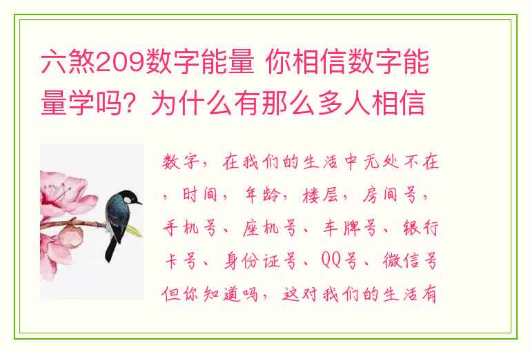 六煞209数字能量 你相信数字能量学吗？为什么有那么多人相信