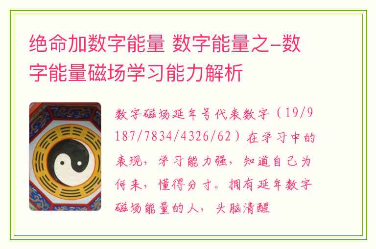 绝命加数字能量 数字能量之-数字能量磁场学习能力解析