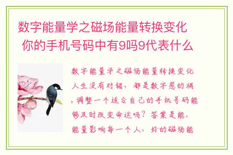数字能量学之磁场能量转换变化 你的手机号码中有9吗9代表什么
