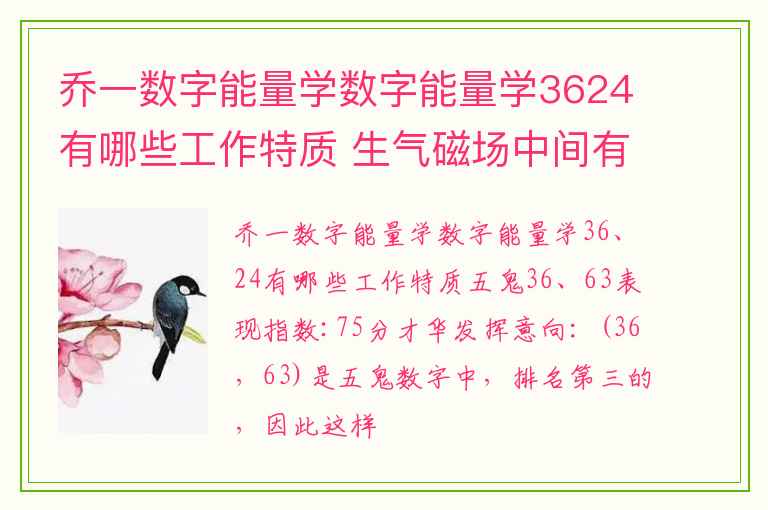乔一数字能量学数字能量学3624有哪些工作特质 生气磁场中间有5的解析