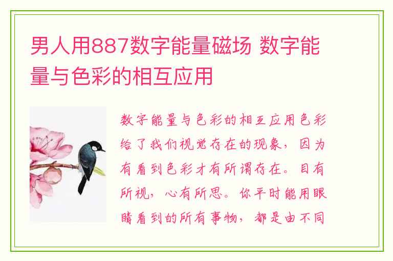 男人用887数字能量磁场 数字能量与色彩的相互应用