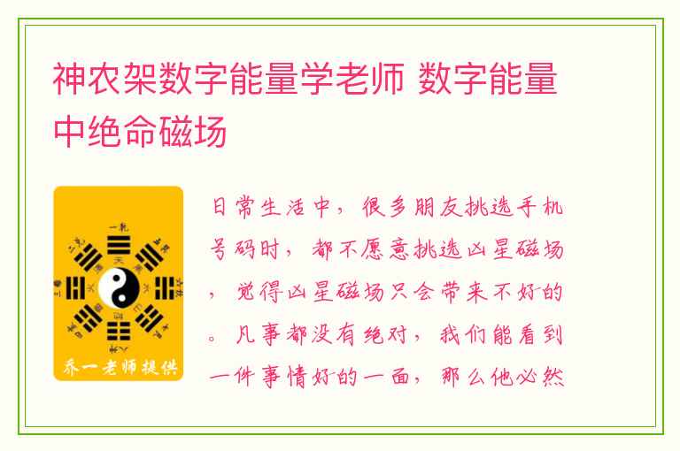 神农架数字能量学老师 数字能量中绝命磁场