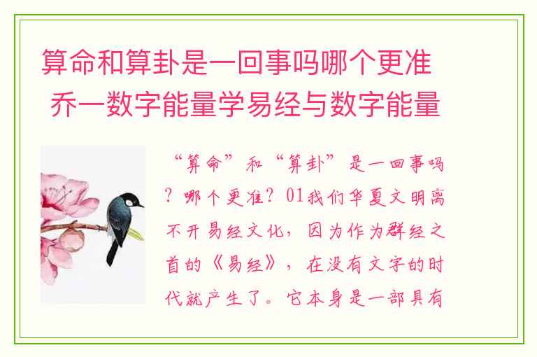 算命和算卦是一回事吗哪个更准 乔一数字能量学易经与数字能量之投资数组的人的互动模式是怎样的呢