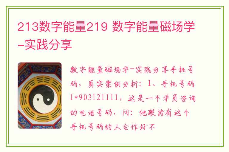 213数字能量219 数字能量磁场学-实践分享