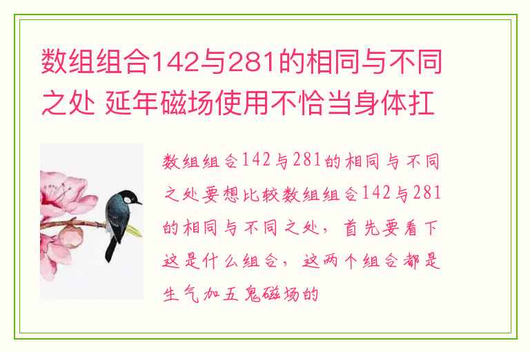 数组组合142与281的相同与不同之处 延年磁场使用不恰当身体扛不住