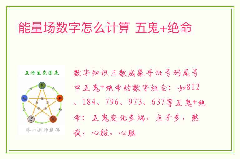 能量场数字怎么计算 五鬼+绝命