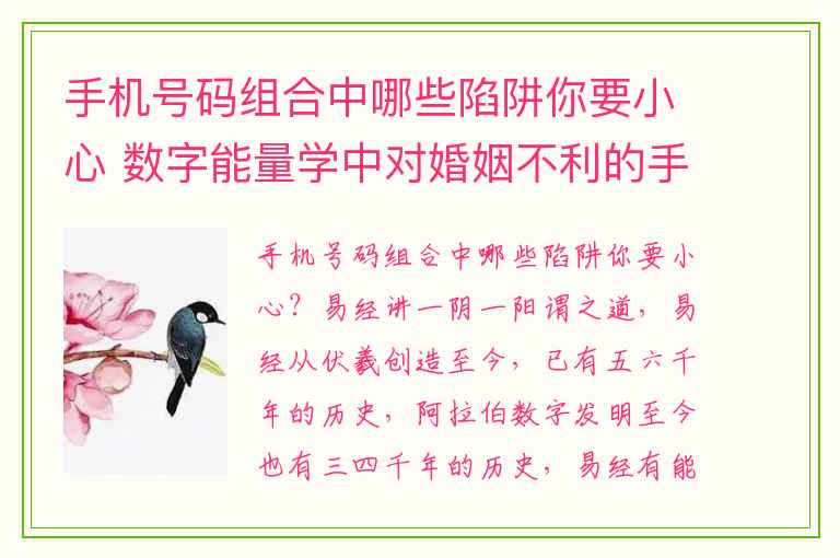 手机号码组合中哪些陷阱你要小心 数字能量学中对婚姻不利的手机尾号是什么