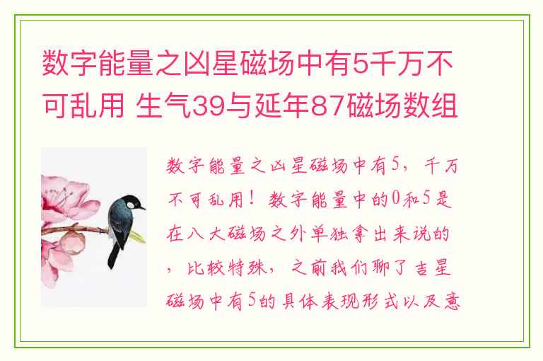 数字能量之凶星磁场中有5千万不可乱用 生气39与延年87磁场数组有什么特点