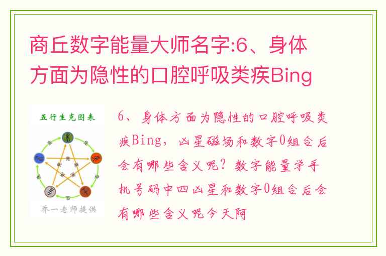 商丘数字能量大师名字:6、身体方面为隐性的口腔呼吸类疾Bing