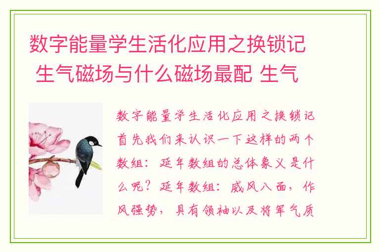 数字能量学生活化应用之换锁记 生气磁场与什么磁场最配 生气磁场能为人们带来贵人吗