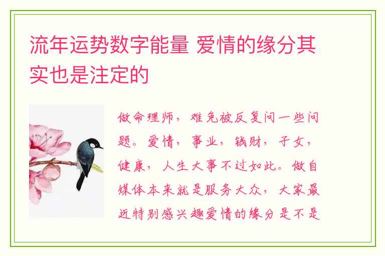 流年运势数字能量 爱情的缘分其实也是注定的