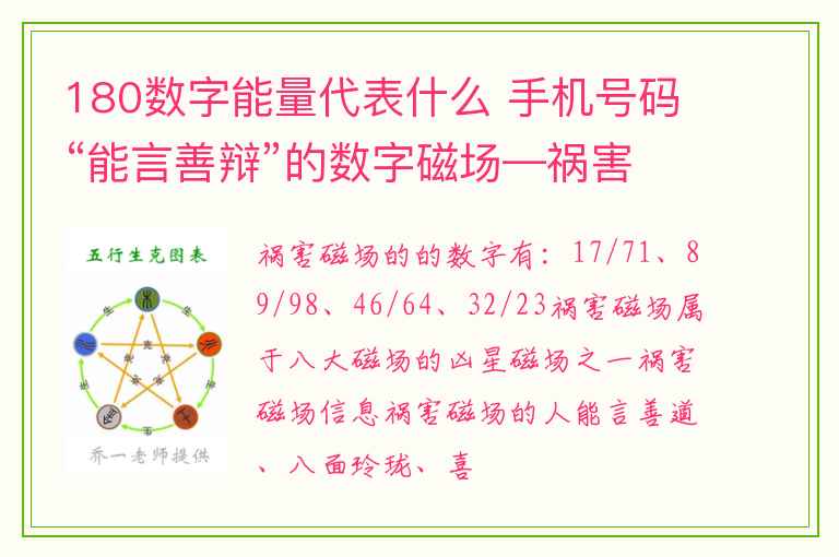 180数字能量代表什么 手机号码“能言善辩”的数字磁场—祸害磁场