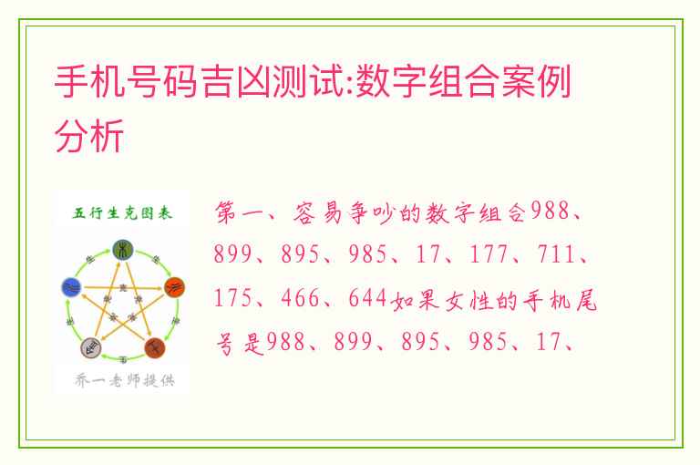 手机号码吉凶测试:数字组合案例分析