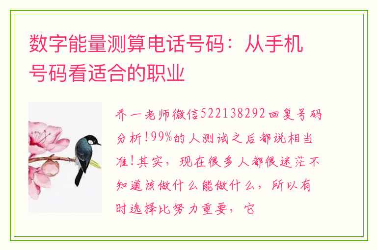 数字能量测算电话号码：从手机号码看适合的职业