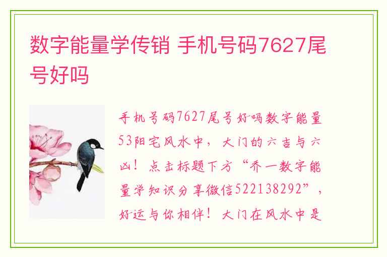 数字能量学传销 手机号码7627尾号好吗